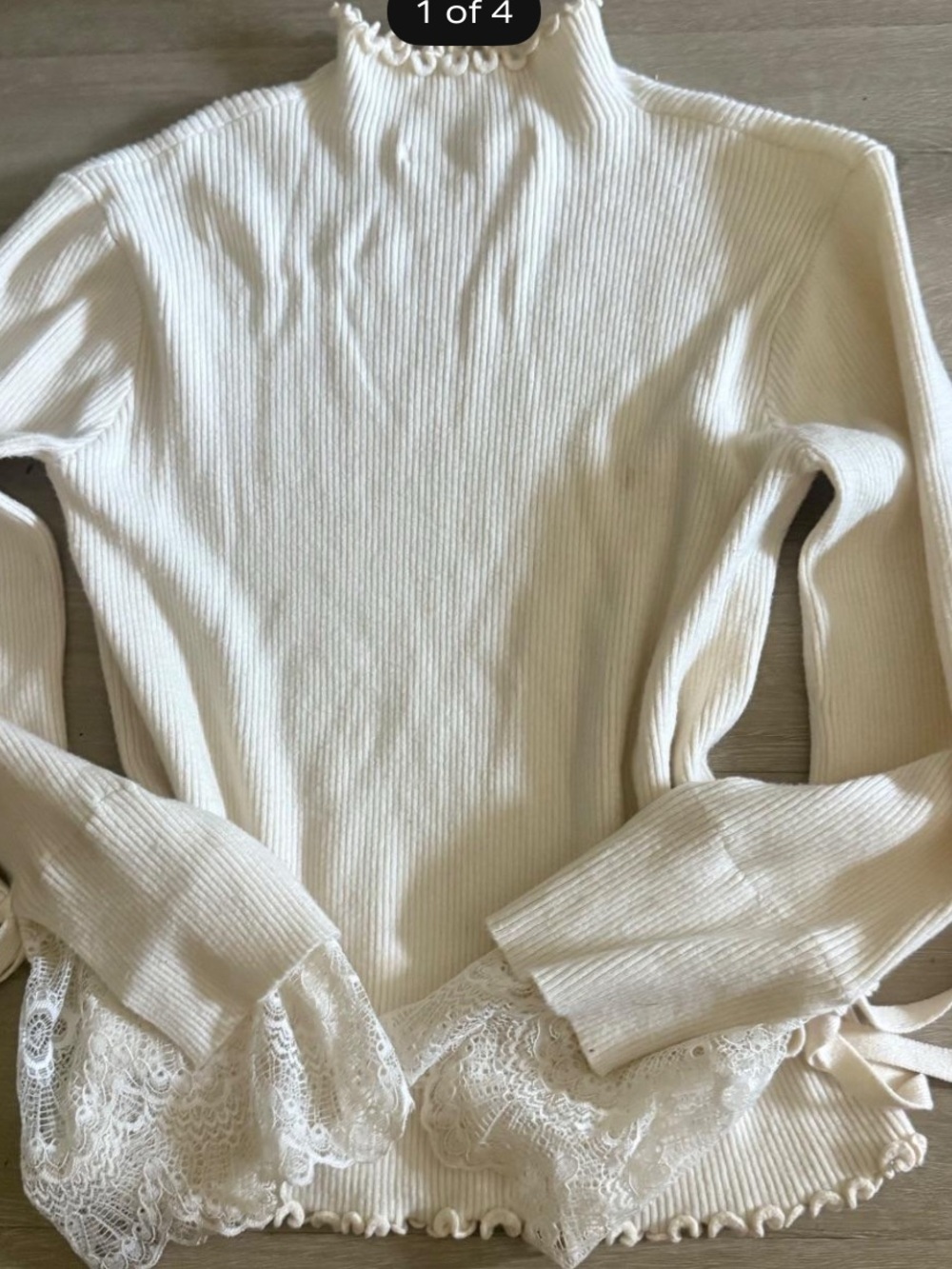 Altar'd State Cream Ruffled Ribbed Top - Picture 2 of 5